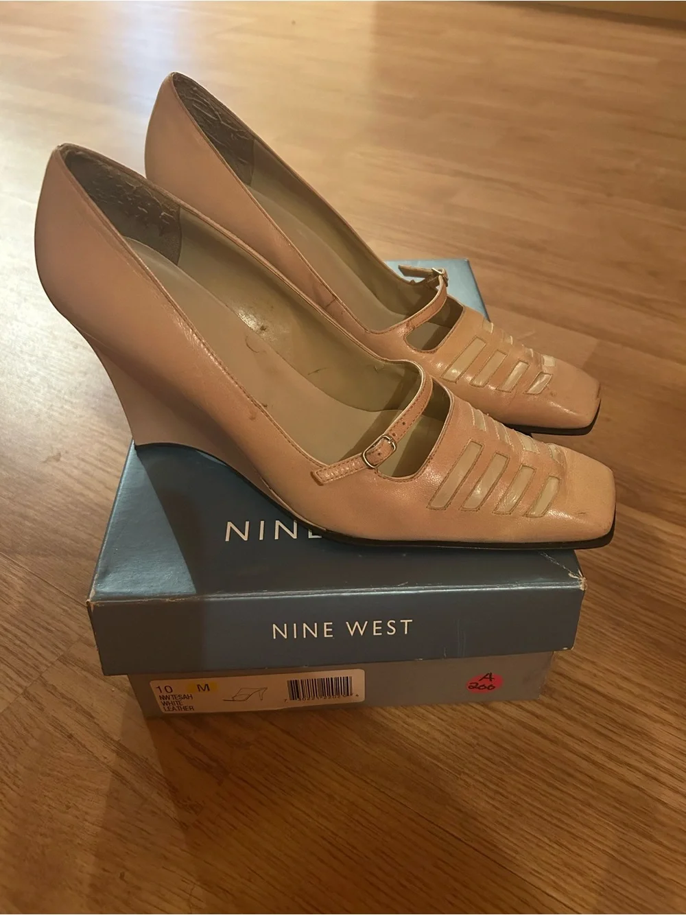 Nine West Blush Patent Leather Mary Jane Wedge Pumps